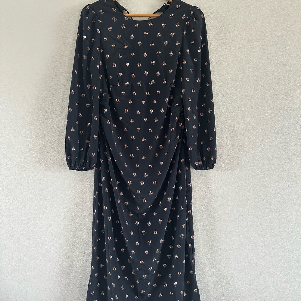 Fashion Union Black Bishop Sleeve Maternity Dress